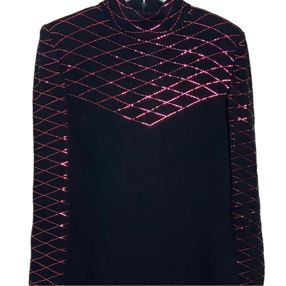 St John | Evening By Marie Gray | Black with Red| Sweater Dress | Size 6 - Picture 2 of 6